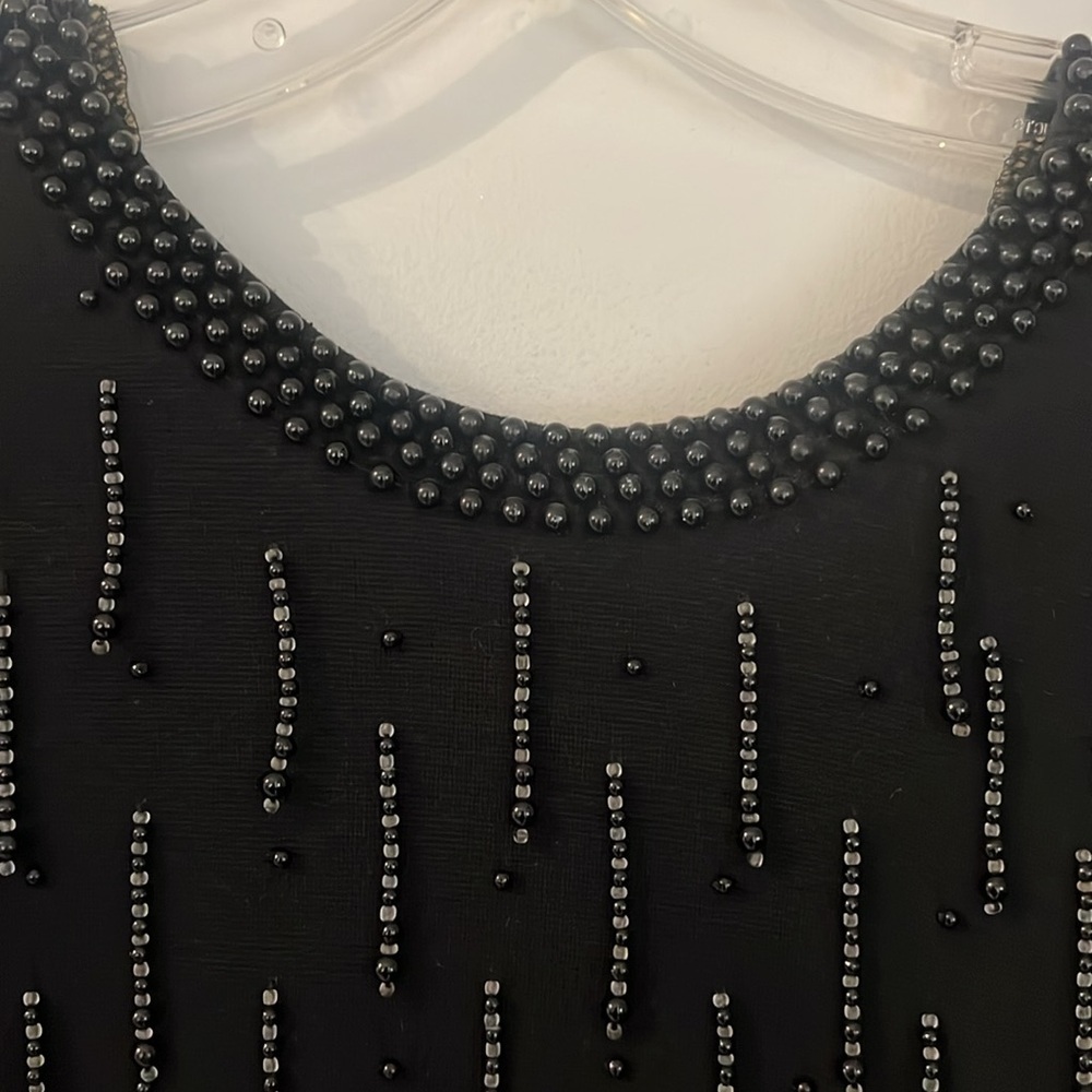 Vintage Laura Winston Black Beaded Midi Dress. (L) - Picture 5 of 6